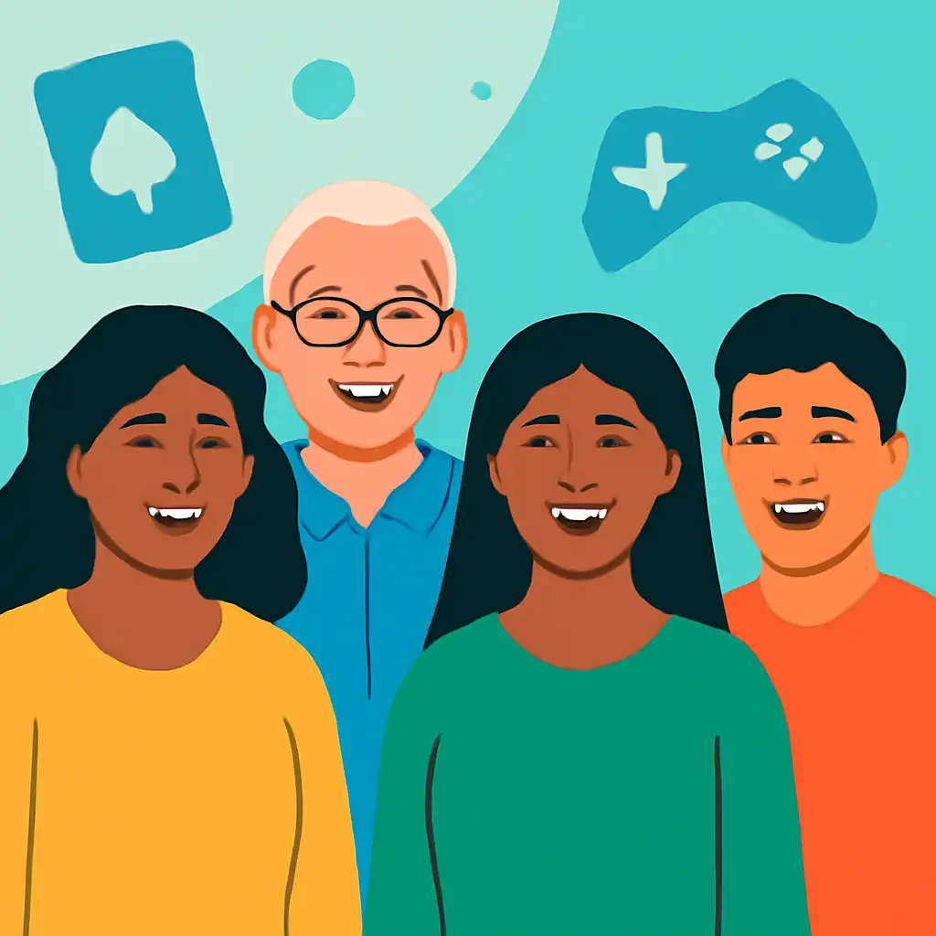 Group of diverse users smiling: 55 Club community photo
