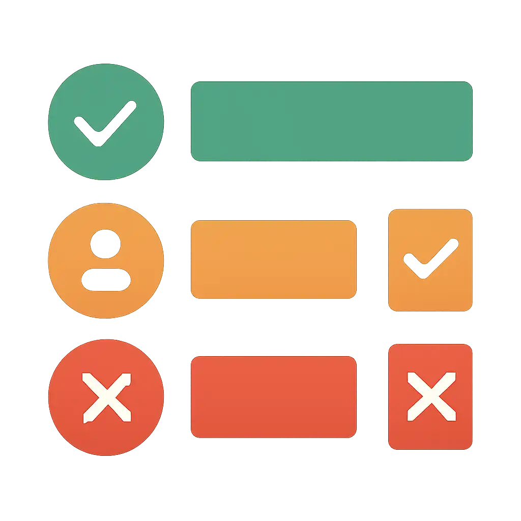 Infographic comparing options using coloured bars and icons only, no text or labels, flat design, 55 Club