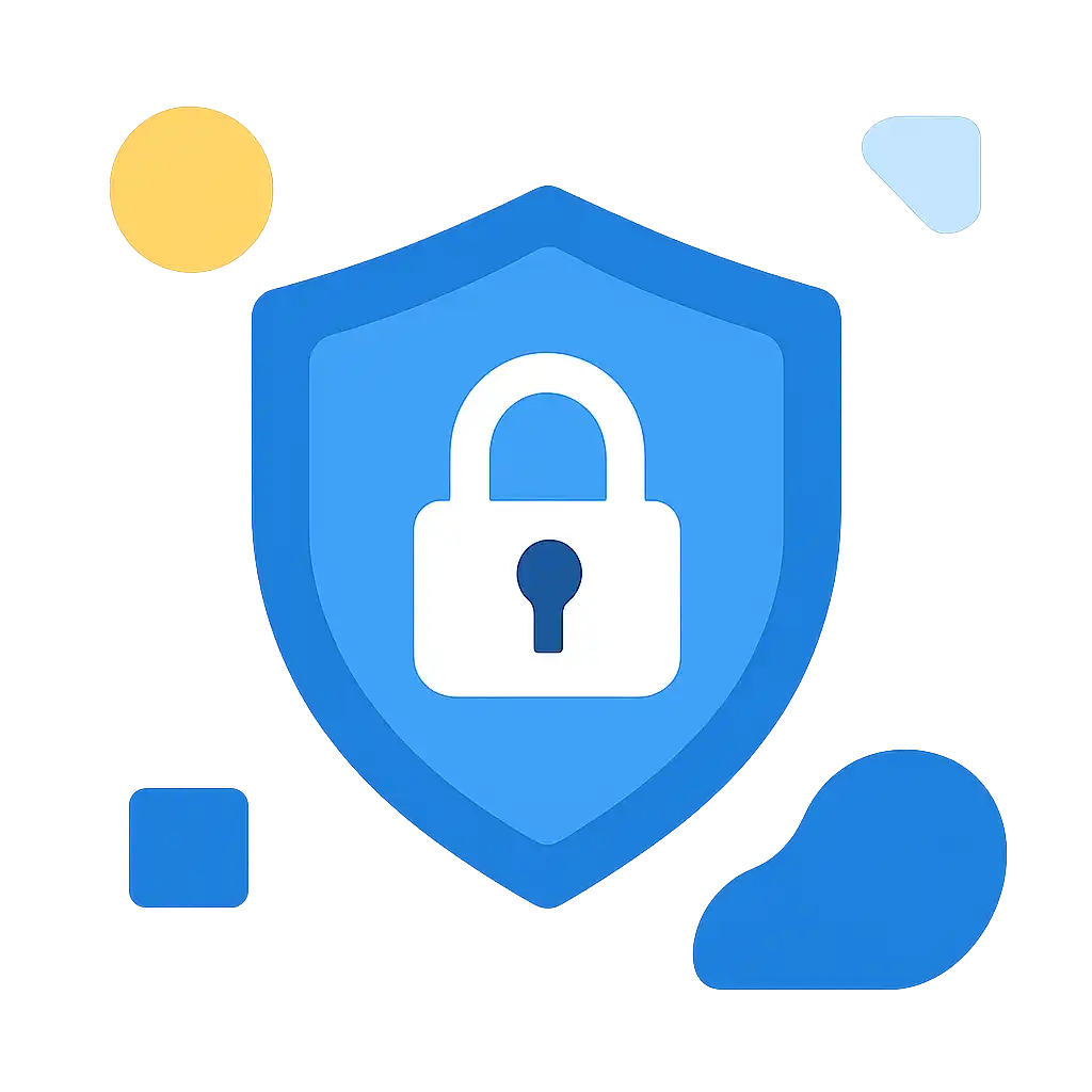 Security shield icon with lock: 55 Club safety visualization