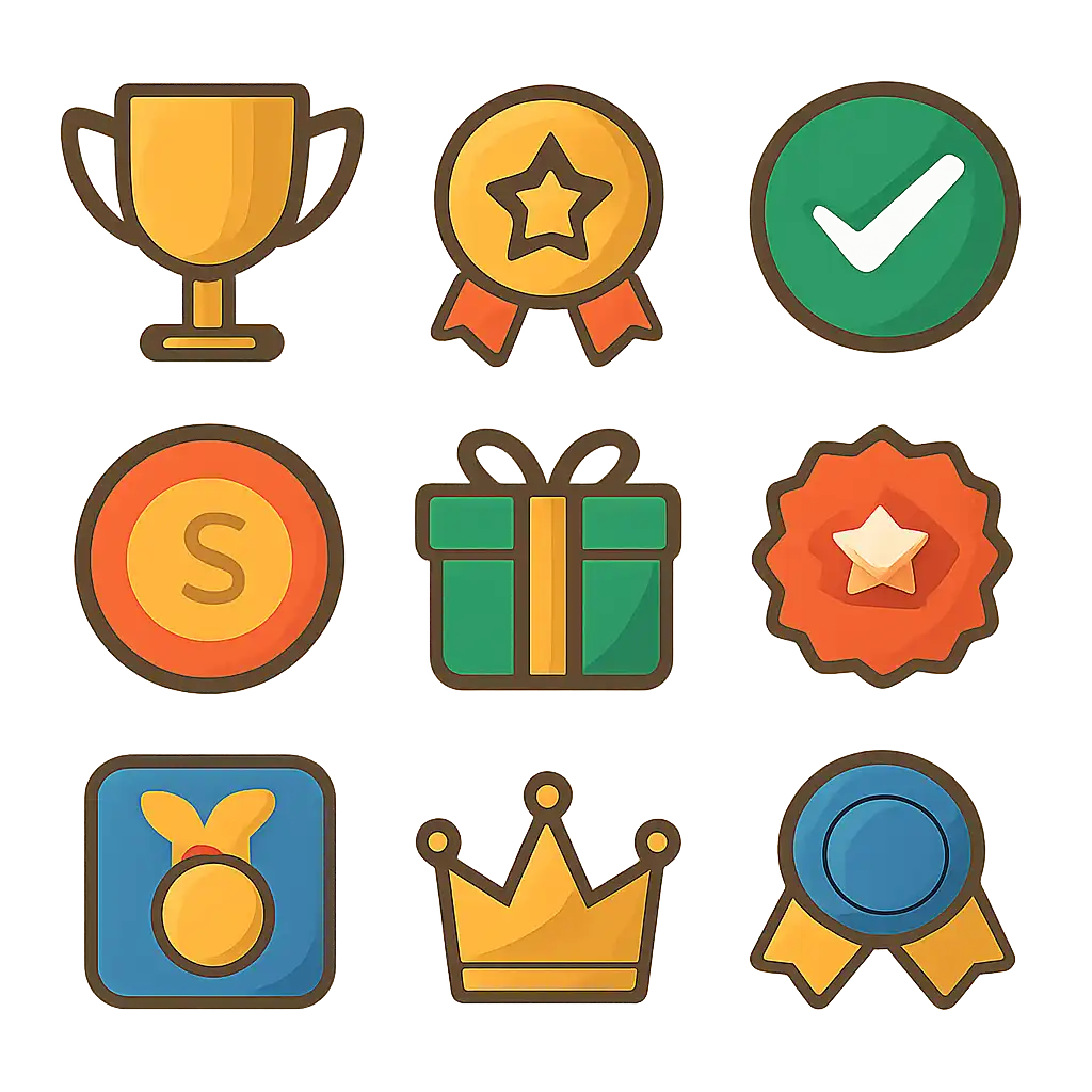Trophy and reward icons: 55 Club bonuses graphic