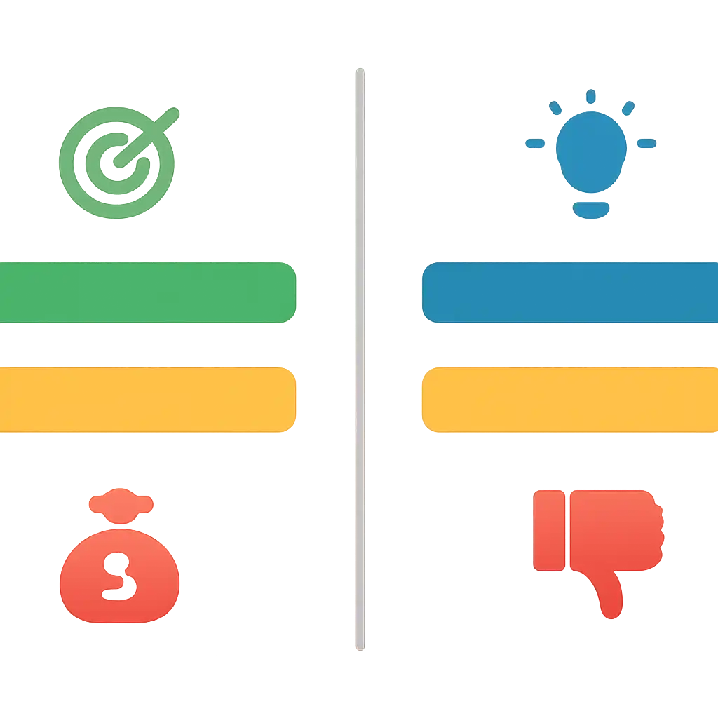 Infographic comparing options using coloured bars and icons only, no text or labels, flat design, 55club